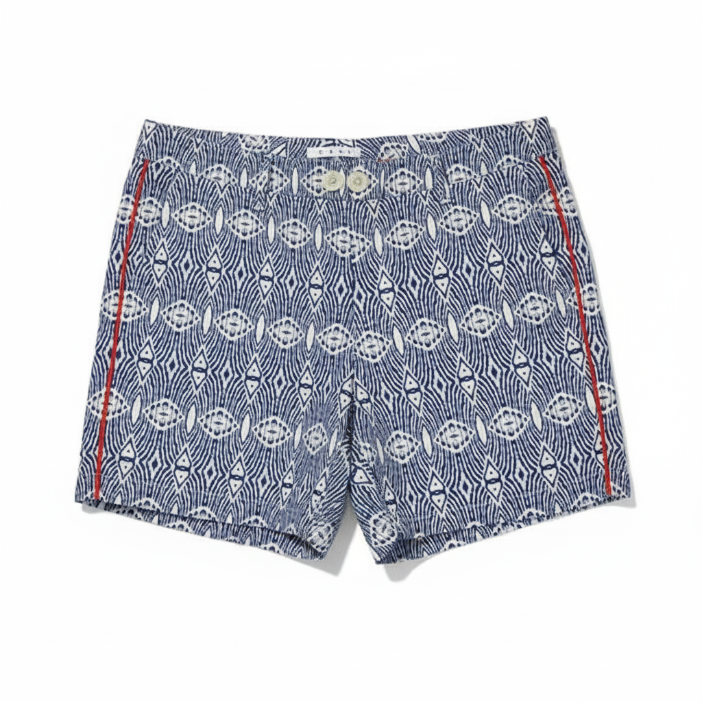 Cabi Prep Shorts Blue White Ikat Print Size 10 Style #326