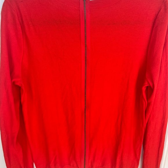Cabi Sweater Small Red Cardigan Back Zip Style 3155 Cobblestone