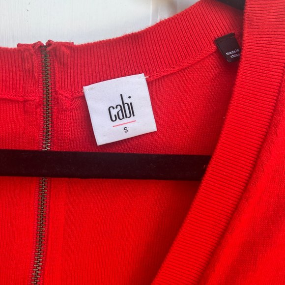Cabi Sweater Small Red Cardigan Back Zip Style 3155 Cobblestone