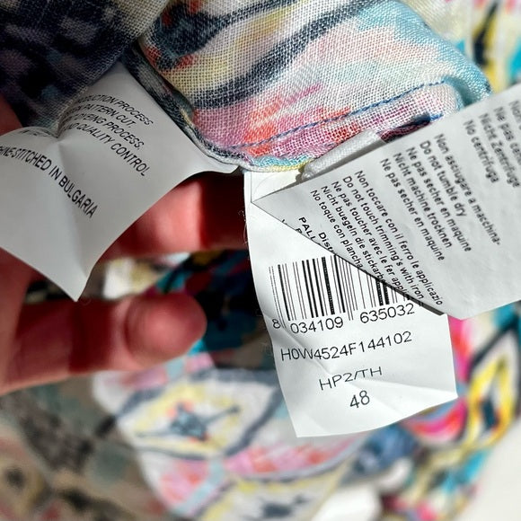 120% Lino Aztec Print Midi Dress Size 48