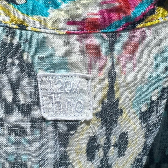 120% Lino Aztec Print Midi Dress Size 48