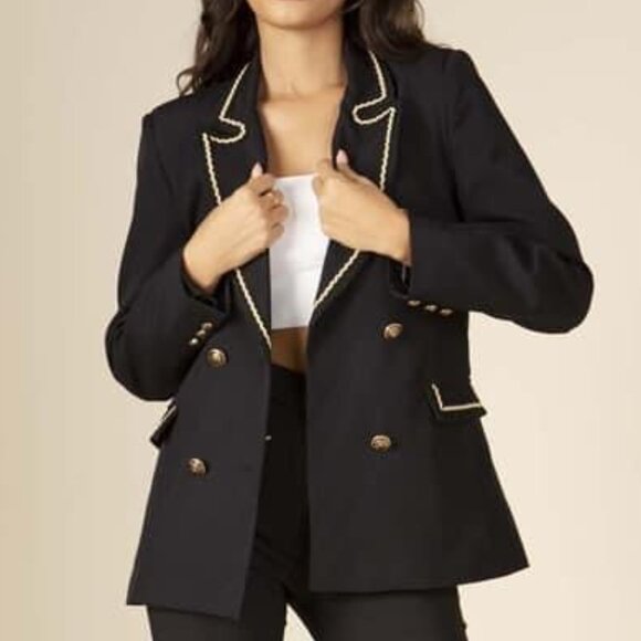 Galita Black Blazer with Gold Trim