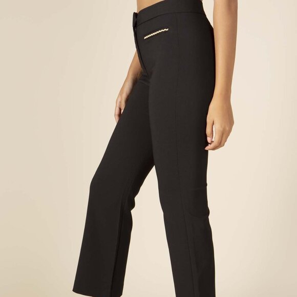 Galita Black Dress Pants with Gold Trim Pockets