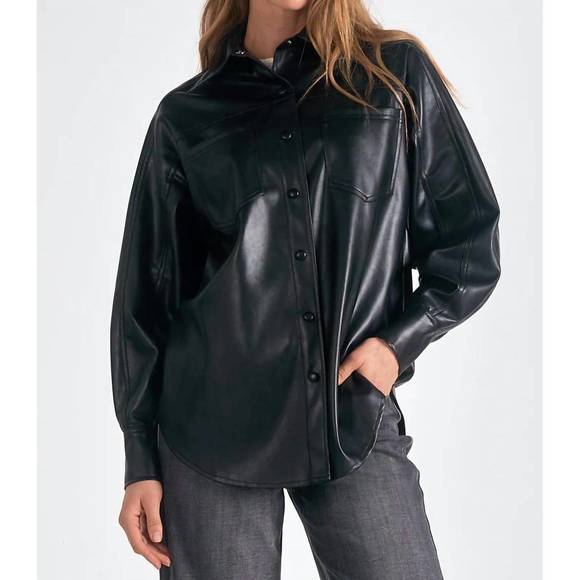 Elan Faux Leather Shacket Size Small