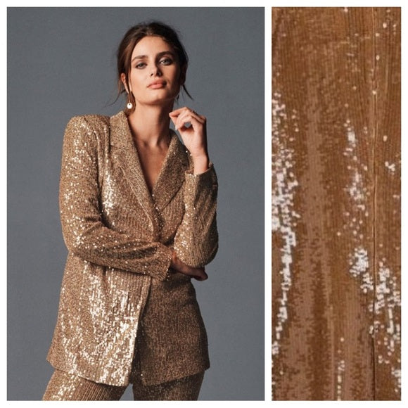 Zara Sequined Blazer pants Set Limited Edition. Brown.