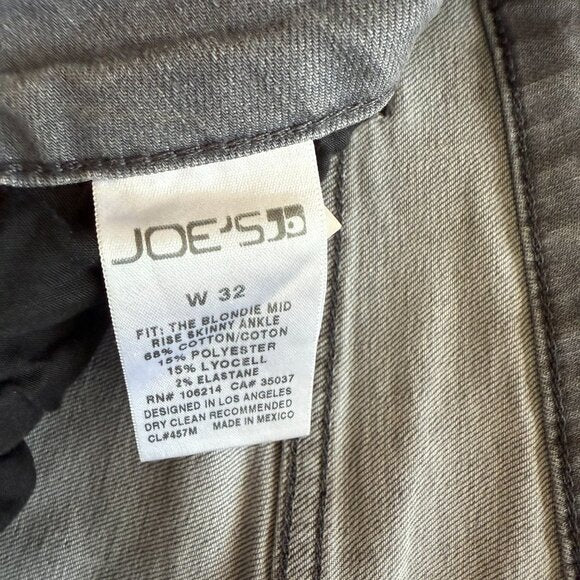 Joe’s Jeans Blondie Mid Rise Skinny Jean Gray Zoe Size 32