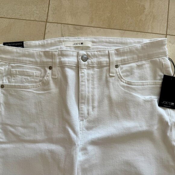 JOE'S JEANS "THE FLAWLESS ICON SKINNY ANKLE" Frayed Hem Jeans In "WHITE" Size 32
