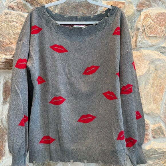 Andree By Unit Distressed Sweater | Lips | Kiss | L