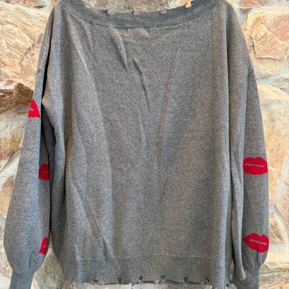 Andree By Unit Distressed Sweater | Lips | Kiss | L