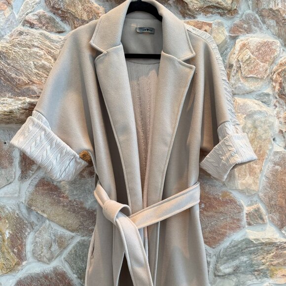 Light Taupe Open Front Knit Cardigan Jacket- One Size