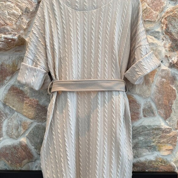 Light Taupe Open Front Knit Cardigan Jacket- One Size