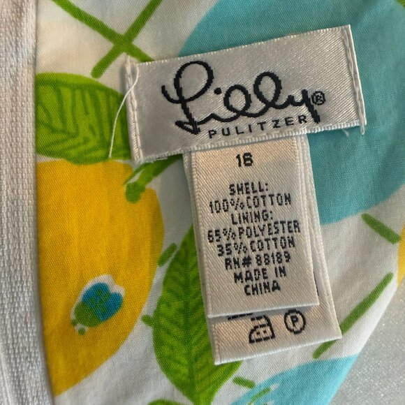 Lily Pulitzer Vintage Citrus Print Sleeveless Dress Size 16