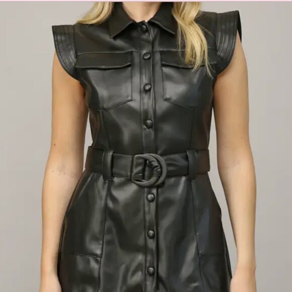 FATE Leather Button Down Dress Size Small