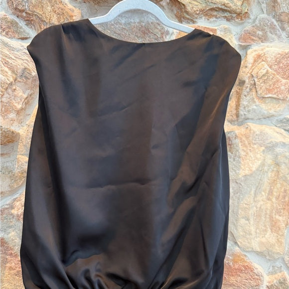 Skies Are Blue Black Satin Tank Size Small