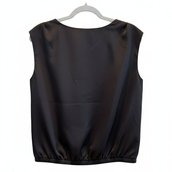 Skies Are Blue Black Satin Tank Size Small