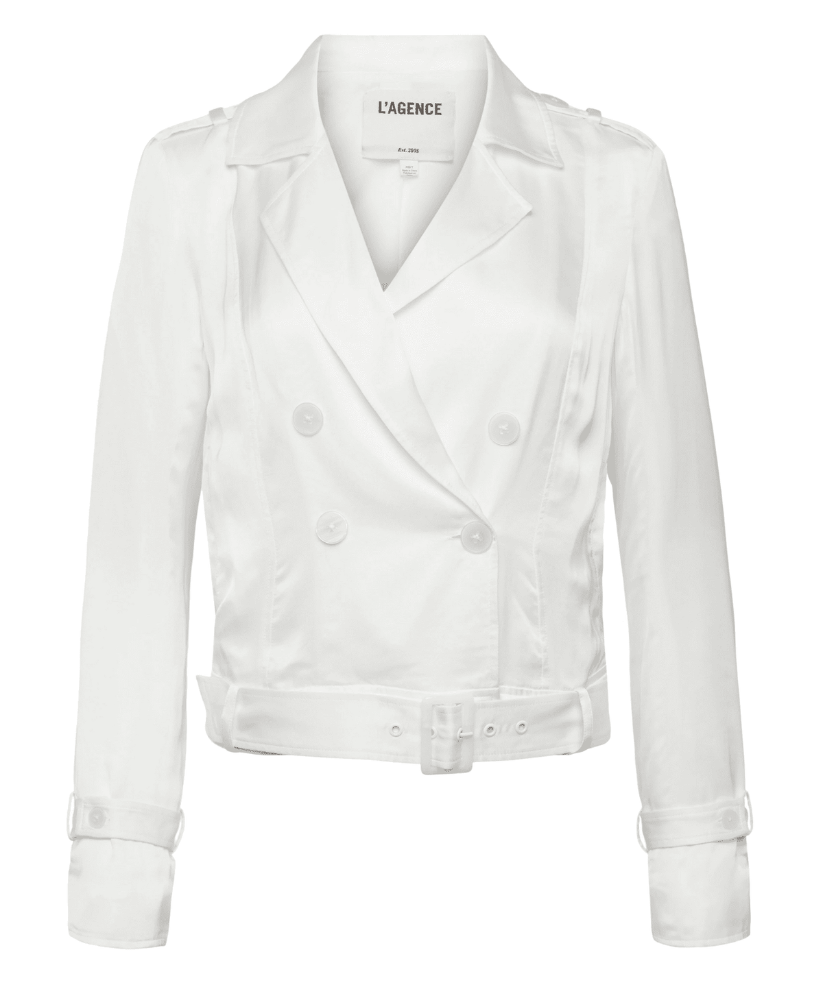 L'Agence White Satin Double Breasted Blazer Size M