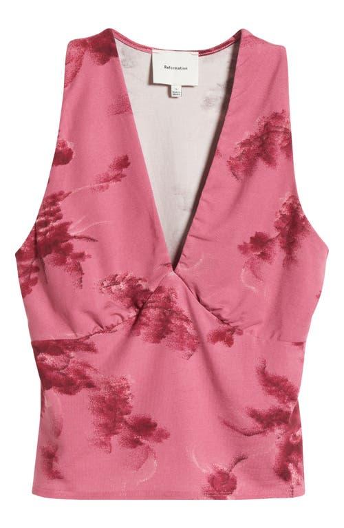 Reformation Floral V-Neck Sleeveless Top – Dusty Rose, Sustainable, Size M