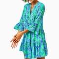 Lilly Pulitzer Gabriel Keepin It Reel Vibrant Tiered Print Mini Dress Size 16