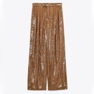 Zara Sequined Blazer pants Set Limited Edition. Brown.