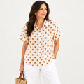 CAbi Cream Blouse with Brown Polka Dots #6305 Size XL