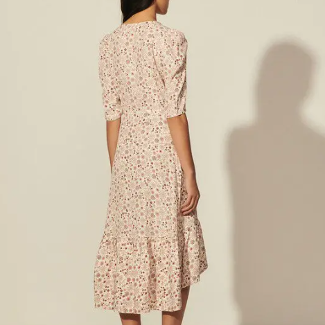 Sandro Trinidad Floral Wrap Front high/Low Dress Size 8 (38)