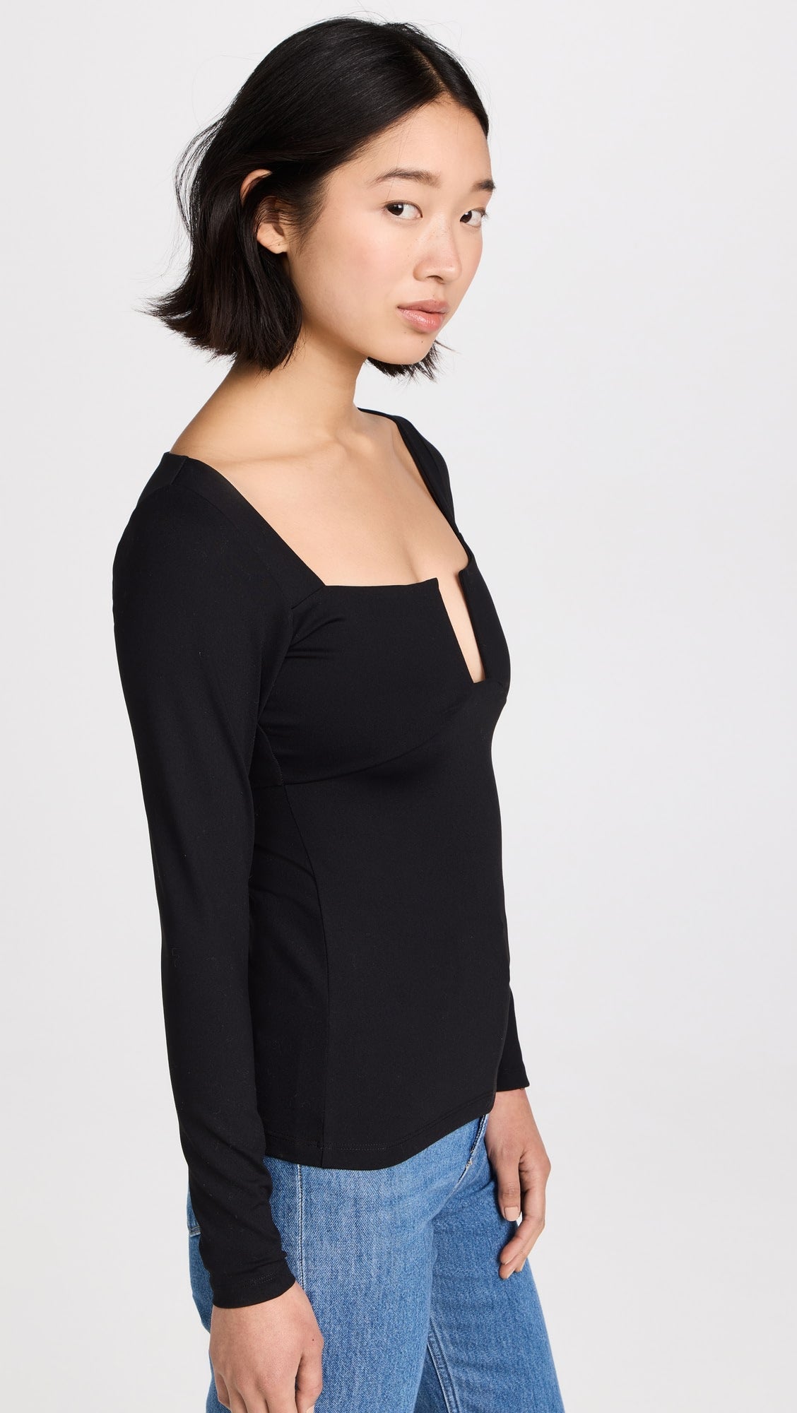 Susana Monaco Square Wire Long Sleeve Top  Square Wire Long Sleeve Top Size Small