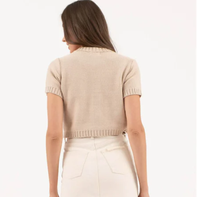 The Workshop Button Up Short Sleeve Knit Cardigan- Size Large (runs small)
