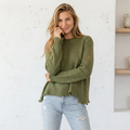 Wooden Ships Distressed Olive Green Sweater Size S/M